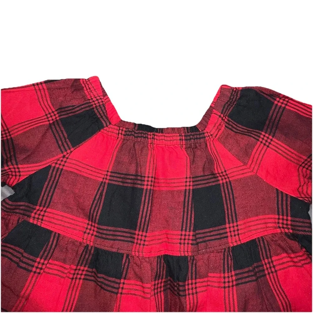 Baby Gap‎ Girls 6-12 Months Red /Black Buffalo Plaid Flannel Ruffle Tiered Dress